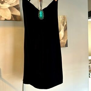 Black Halter Dress With Turquoise Gem Chained strap Small